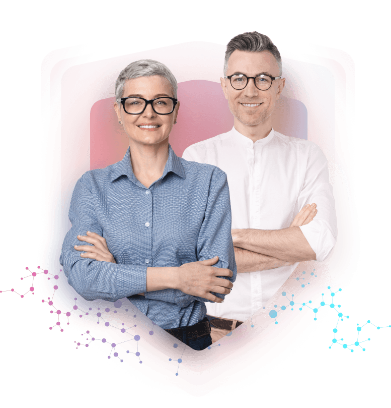 Ilustrácia páru s bunečným pozadím